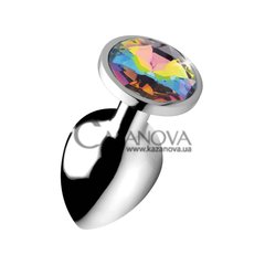 Основное фото Анальная пробка Xr Brands Booty Sparks Rainbow Prism Gem Large серебристая с разноцветным камнем 9,4 см