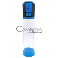 Основне фото Автоматична вакуумна помпа Men Powerup Passion Pump Premium Rechargeable Automatic LCD Pump блакитна з прозорим