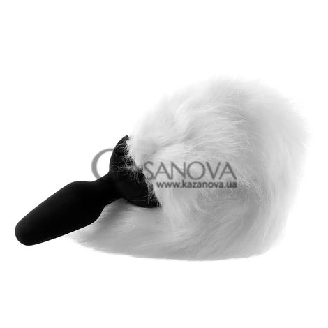 Основное фото Анальная пробка с вибрацией Xr Brands Tailz Vibrating Anal Plug With Fox Tail чёрная с белым хвостом 10,5 см