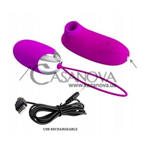 Основное фото Виброяйцо с вакуумным стимулятором и пультом ДУ Lybaile Pretty Love Orthus пурпурное 7,2 см