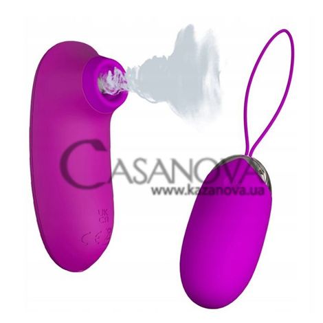 Основне фото Віброяйце з вакуумним стимулятором та пультом ДУ Lybaile Pretty Love Orthus пурпурне 7,2 см