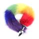 Додаткове фото Анальна пробка S Faux Fur Fox Tail Multicolor Polyester срібляста з різноколірним хвостом 7 см