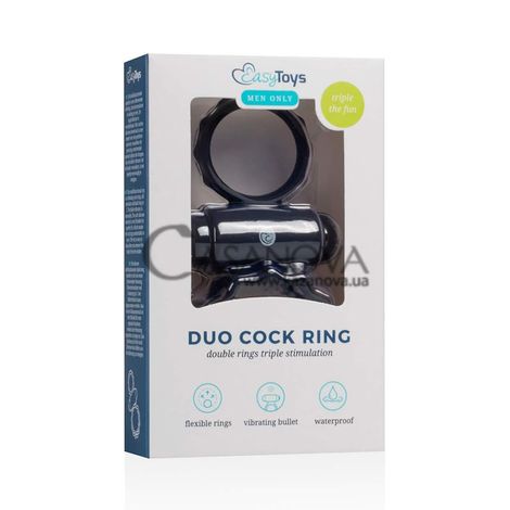 Основное фото Эрекционное виброкольцо двойное EasyToys Duo Cock Ring чёрное