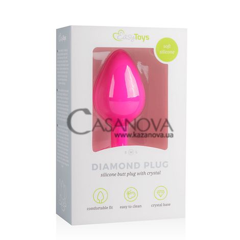 Основное фото Анальная пробка EasyToys Diamond Plug With Crystal розовая с белым камнем 8,5 см