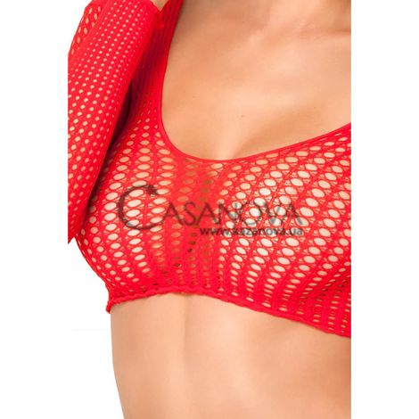 Основное фото Комплект белья Rene Rofe Lingerie 2PC Crochet Bodystocking красный