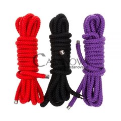 Основне фото Набір мотузок для бондажу Triple Submission червоний, чорний, фіолетовий 3 м