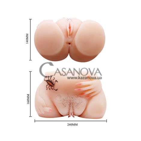 Основное фото Искусственная вибровагина и анус с ротацией и подогревом Lybaile Superclimax телесная