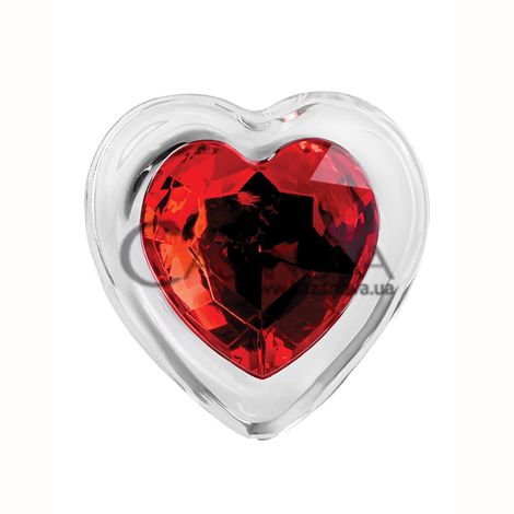 Основне фото Анальна пробка Adam & Eve Red Heart Gem Glass Plug Small прозора 7,4 см