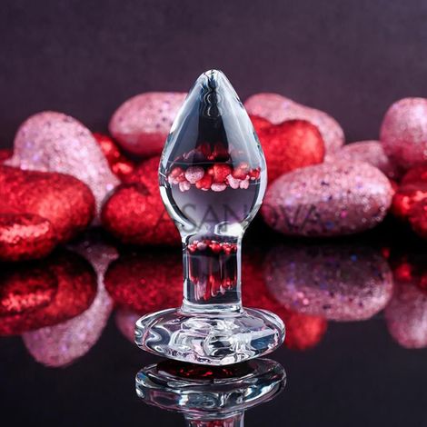 Основное фото Анальная пробка Adam & Eve Red Heart Gem Glass Plug Small прозрачная 7,4 см