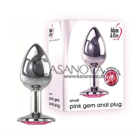 Основне фото Анальна пробка Adam & Eve Pink Gem Anal Plug Small срібляста з рожевим 7,1 см