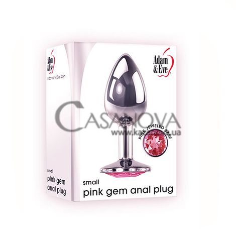 Основне фото Анальна пробка Adam & Eve Pink Gem Anal Plug Small срібляста з рожевим 7,1 см