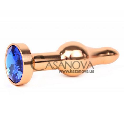 Основное фото Анальная пробка Anal Jewelry Plugs золотистая с синим кристаллом 10,3 см