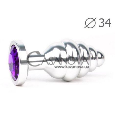 Основное фото Анальная пробка Anal Jewelry Plugs Medium серебристая с фиолетовым 8 см