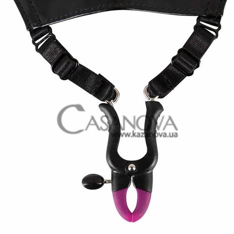 Основное фото Стринги с зажимами для половых губ Bad Kitty Naughty Toys Clit Clamp With Slip чёрные