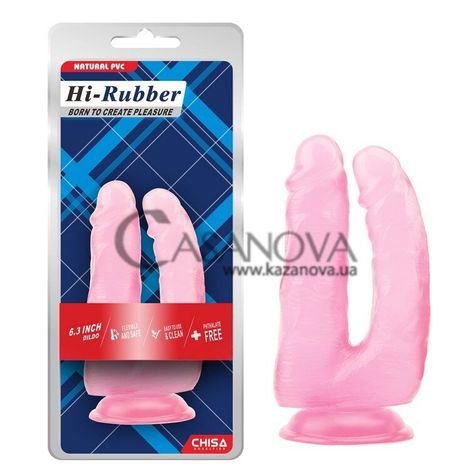 Основне фото Подвійний фалоімітатор Hi-Rubber Born To Create Pleasure 6.3 Inch рожевий 18 см