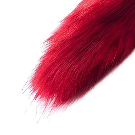 Основне фото Анальна пробка S Faux Fur Fox Tail Red Polyester срібляста з червоним хвостом 7 см