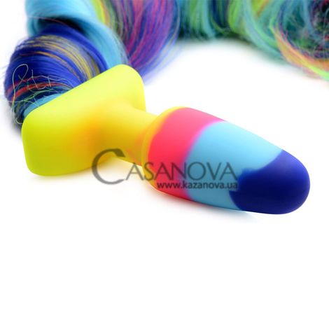 Основное фото Анальная пробка Xr Brands Tailz Rainbow Unicorn Tail Anal Plug разноцветная с хвостом 8,8 см