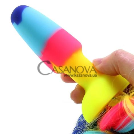 Основное фото Анальная пробка Xr Brands Tailz Rainbow Unicorn Tail Anal Plug разноцветная с хвостом 8,8 см