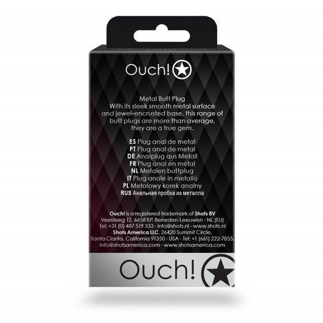 Основное фото Металлическая анальная пробка Ouch! Round Gem S золотистая с зелёным кристаллом 7 см