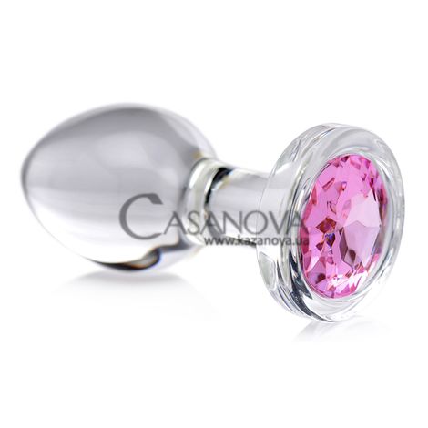 Основное фото Набор анальных пробок Xr Brands Pink Gem Glass Anal Plug Set прозрачные с розвыми камнями