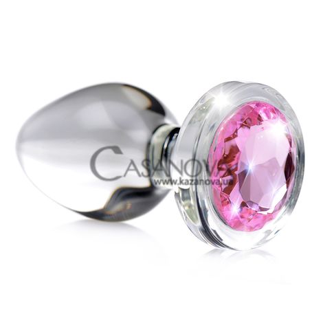Основное фото Набор анальных пробок Xr Brands Pink Gem Glass Anal Plug Set прозрачные с розвыми камнями