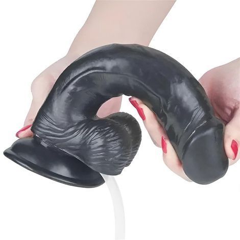 Основне фото Реалістичний фалоімітатор з еякуляцією на присосці Lovetoy Squirt Extreme Dildo 9" чорний 22,9 см