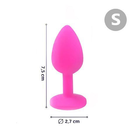Основне фото Силіконова анальна пробка Crystal Silicone Diamond S рожева з червоним кристалом 7,5 см