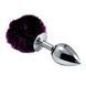 Дополнительное фото Анальная пробка с помпоном Pompon Metal Plug Large серебристая с пурпурным 9 см
