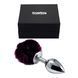 Дополнительное фото Анальная пробка с помпоном Pompon Metal Plug Large серебристая с пурпурным 9 см