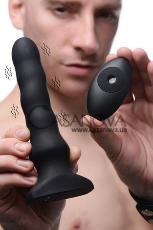 Основне фото Анальний вібратор Silicone Vibrating & Squirming Plug чорний 16,5 см