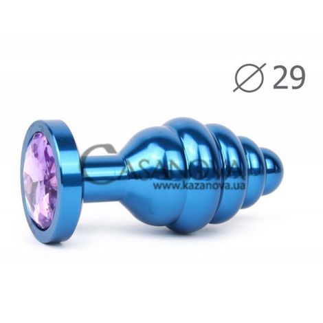 Основное фото Анальная пробка Anal Jewelry Plugs Blue Plug Small голубая с фиолетовым кристаллом 7,1 см