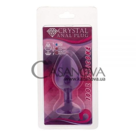 Основне фото Анальна пробка Crystal Anal Plug M фіолетова з рожевим кристалом 8,5 см