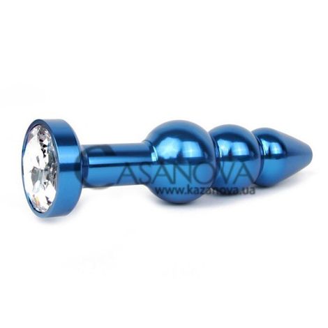 Основное фото Анальная пробка Anal Jewelry Plugs QBLU-01 синяя с прозрачным кристаллом 11,3 см