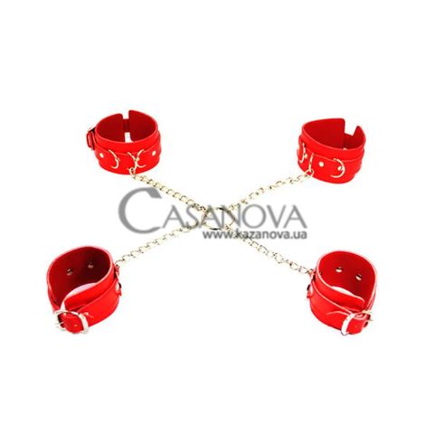 Основне фото Фіксатори DS Fetish Hogtie Restraints With Chain червоні