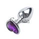 Дополнительное фото Анальная пробка Seamless Silver Metal Heart Dark Violet S серебристая с фиолетовым 7,5 см