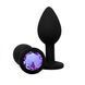 Додаткове фото Силіконова анальна пробка EGZO Silicone Black Round Plug S чорна з бузковим кристалом 7 см