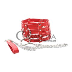 Основное фото Ошейник с поводком DS Fetish Collar With Chain Leash красный