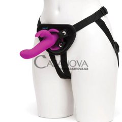 Основное фото Страпон-кролик с вибрацией Rechargeable Vibrating Strap-On Harness Set фиолетовый 17,8 см