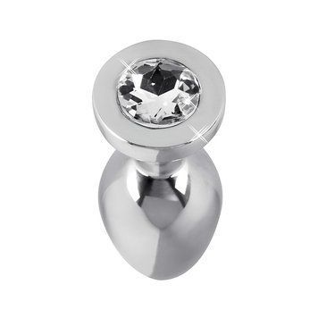 Основное фото Анальная пробка Diamond Butt Plug S серебристая с прозрачным кристаллом 6 см