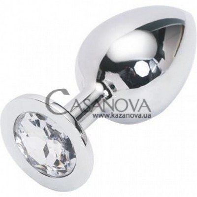 Основное фото Анальная пробка Anal Jewelry Silver Plug Large серебристая с белым 9,5 см
