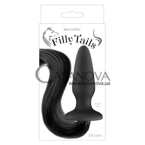 Основное фото Анальная пробка Filly Tails с чёрным хвостом 48,5 см