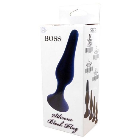 Основне фото Анальна пробка на присосці Boss Silicone Black Plug M чорна 11 см