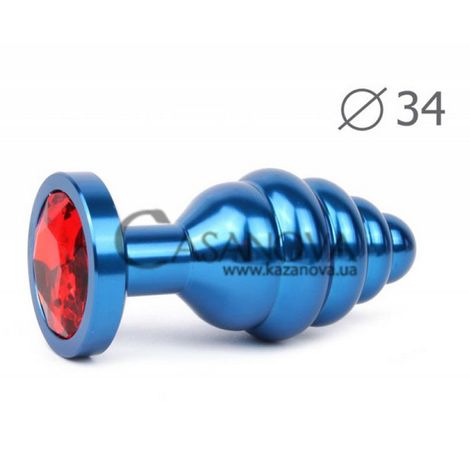 Основное фото Анальная пробка Anal Jewelry Plugs Blue Plug Medium голубая с красным кристаллом 8 см