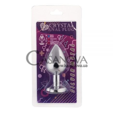 Основное фото Анальная пробка Crystal Anal Plug M серебристая с ярко-розовым кристаллом 8,5 см