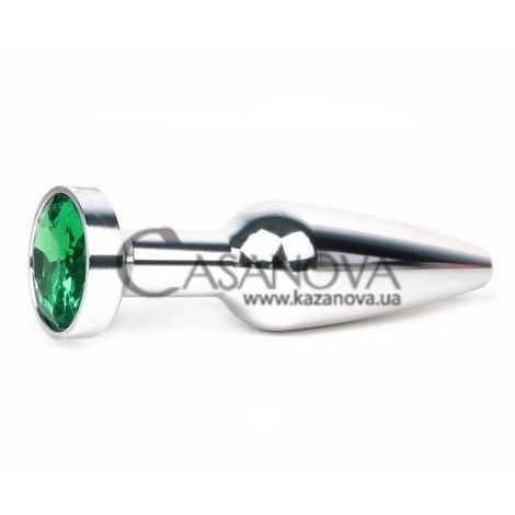 Основное фото Анальная пробка Anal Jewelry Plugs серебристая с зелёным кристаллом 11,3 см