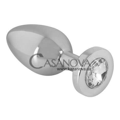 Основное фото Анальная пробка Diamond Butt Plug S серебристая с прозрачным кристаллом 6 см