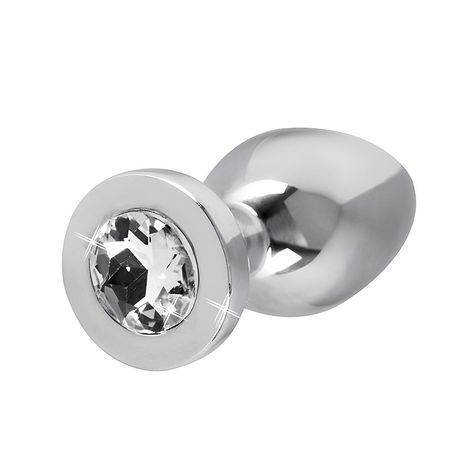 Основное фото Анальная пробка Diamond Butt Plug S серебристая с прозрачным кристаллом 6 см