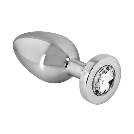 Основное фото Анальная пробка Diamond Butt Plug S серебристая с прозрачным кристаллом 6 см