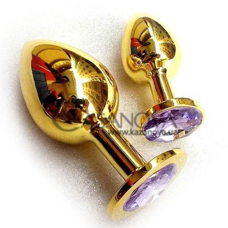 Основное фото Анальная пробка Jewelery Butt Plug Large золотистая с сиреневым 9 см