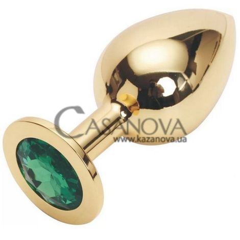 Основное фото Анальная пробка Jewelery Butt Plug Large золотистая с зелёным 9 см